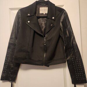 RACHEL by Rachel Roy Leather/Strecth Bomber Jacket size Medium